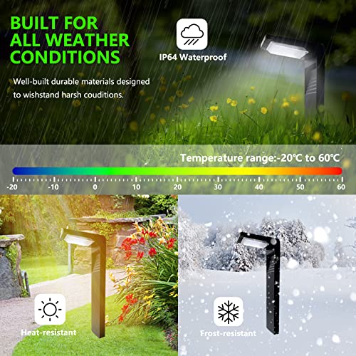 Cattlite Solar Outdoor Lights,L-Shaped Black Solar Pathway Lights,Ip65 Waterproof Solar Garden Lights,For Path Patio Yard Walkway Warm White-2 Pack #TOP3