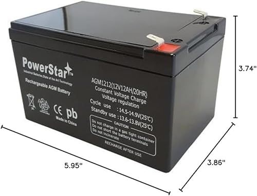 Powerstar Batería recargable de 12 voltios y 12 amperios que reemplaza a 12120 ub12120