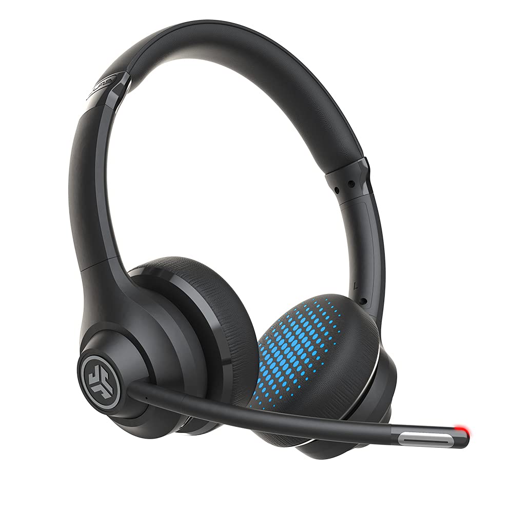 JLab Go Work Wireless On-Ear Headphones with Boom Mic | Bluetooth or Wired Office Headset | Multipoint Connect | 45+ Hours...