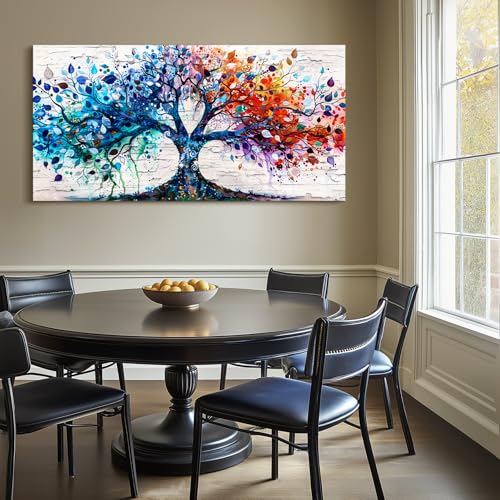 SERIMINO Tree of Life Large Wall Art for Living Room, Colorful Tree Abstract Graffiti Canvas Prints, Nature Botanical Spiritual Artwork for Walls, Modern Office Decorations, Bedroom Wall Decor 30"X60"