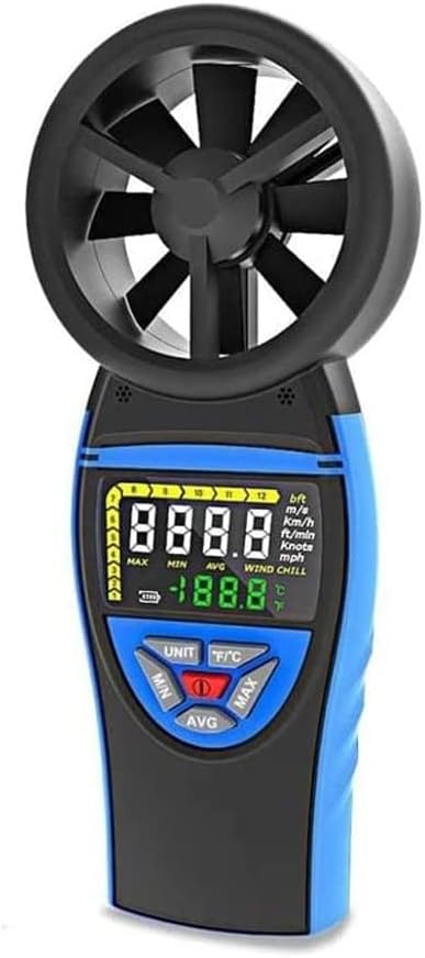 Digital Anemometer Handheld, Wind Speed Meter Gauge,Accurate Measures Wind Velocity & Temperature with Wind Chill Backlight,Airflow Meter for Outdoor Activities
