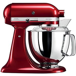 KitchenAid Batidora amasadora – Artisan – Robot de Cocina con Cabezal Inclinable – Amasadora con 5 Accesorios – Batidora de repostería con 2 boles de Acero Inoxidable – 4,8 L y 3 L – Rojo manzana