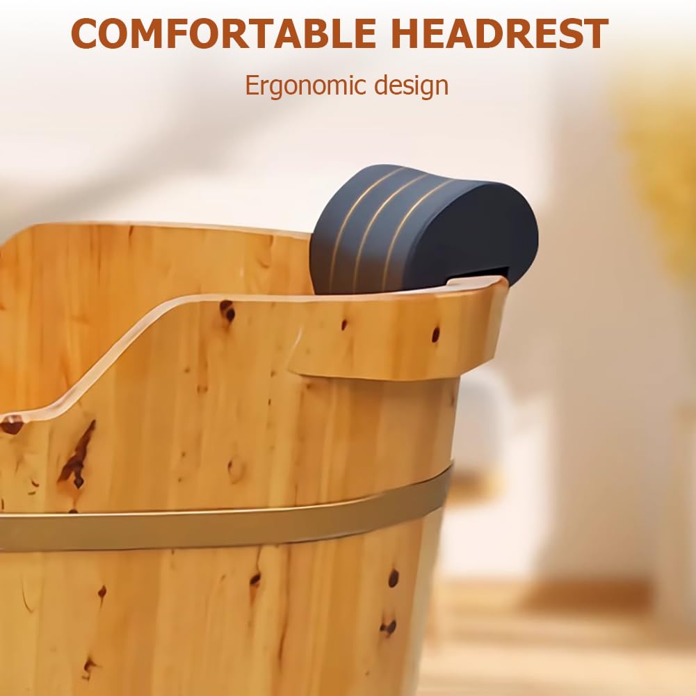 Bañera Pequeña De Madera Independiente, Hecha A Mano, Japonesa, Profunda, Con Asiento De Madera, Almohadas Y Desagüe. Bañera De Madera Maciza Estilo Spa,1m/3.3ft