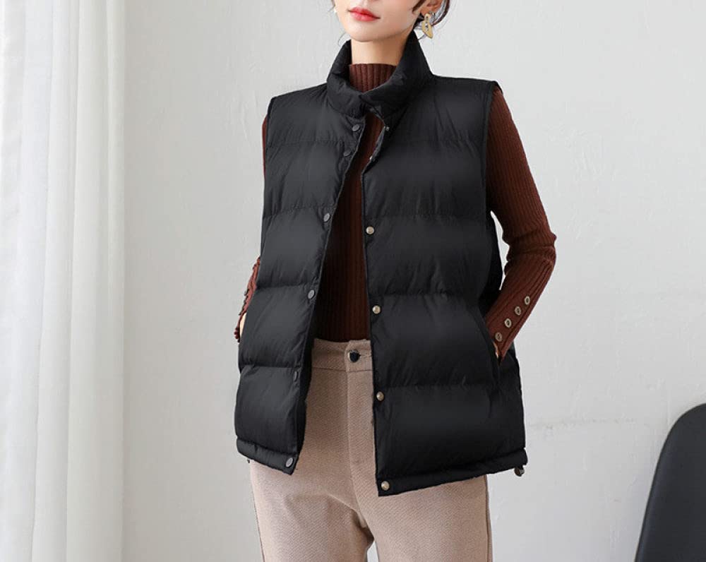 Piumino Senza Maniche, Gilet Imbottito In Piuma Da Donna Gilet Nero Con Colletto Alla Coreana Gilet Invernale Senza Maniche Gilet Trapuntato Gilet Elegante Caldo Gilet Imbottito Invernale Da Donna O