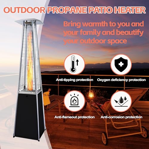 Gasoray Patio Heater Glass Tube Replacement, 49.5 x 4 Patio Heater Replacement Parts with Ring, Outdoor Heater Replacement Parts for 4-Sided Pyramid Heater, Glass Tube Patio Heater for Hiland