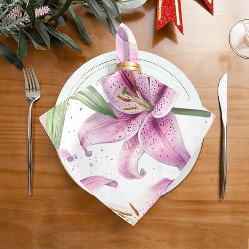 Servilletas de Tela Burbuja Pink Lilies Set 4 miniatura 4