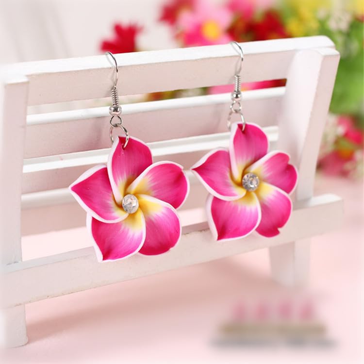 Hawaiian Plumeria Rubra Dangle Earrings Bohemia Tropical Flower Dangle Earrings Luau Beach Party Accessories for Women Jewelry2
