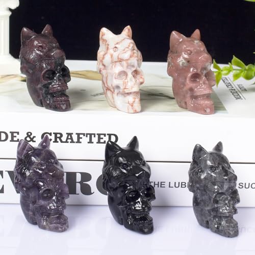 Figura Decorativa Calavera de Cristal con Cabeza de Lobo miniatura 5