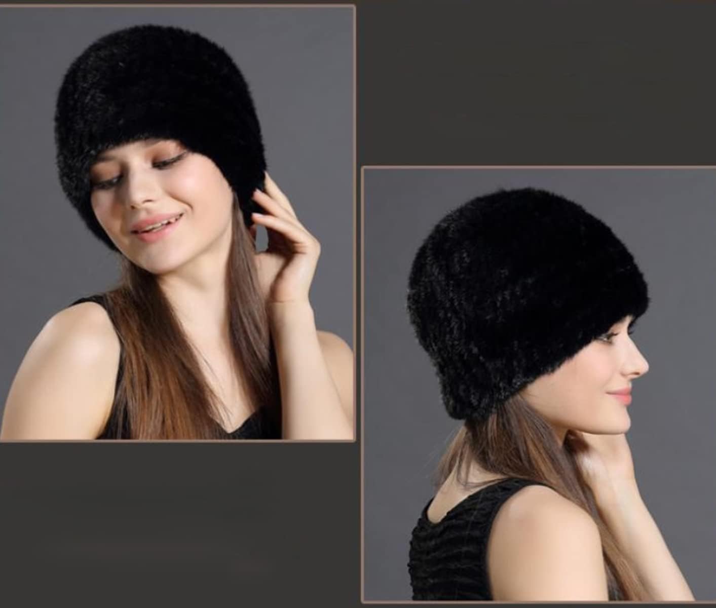 Women Winter Hats Real Mink Hair Cap Girls Knitted Skullies Beanies Elastic Horizontal Design Skiing Outdoor
