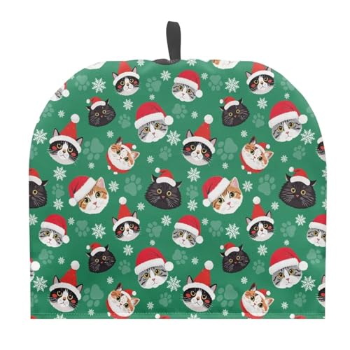 Image of Christmas Cat Print Tea Cozy Creative Insulated Tea Cosy Extra Thick Home Kitchen Decoration Creative Gifts Dust Teapot Cover Kitchen Accessories for Festival