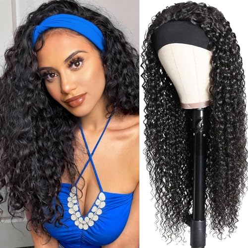 Perruque bandeau cheveux humain bouclée deep wave sans colle pour femme