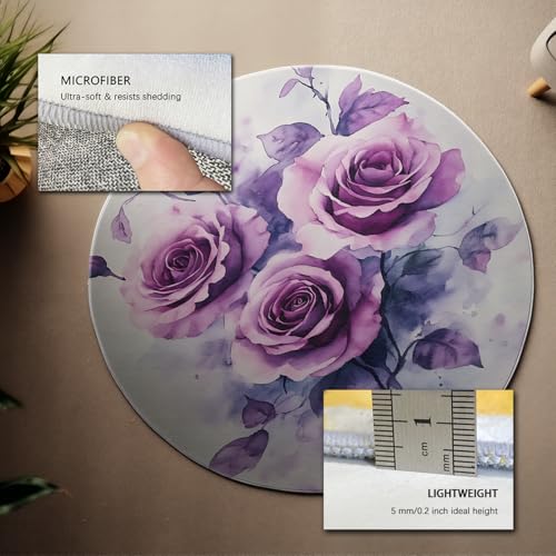 Tapis rond violet rose 80cm lavable et antidérapant - 6