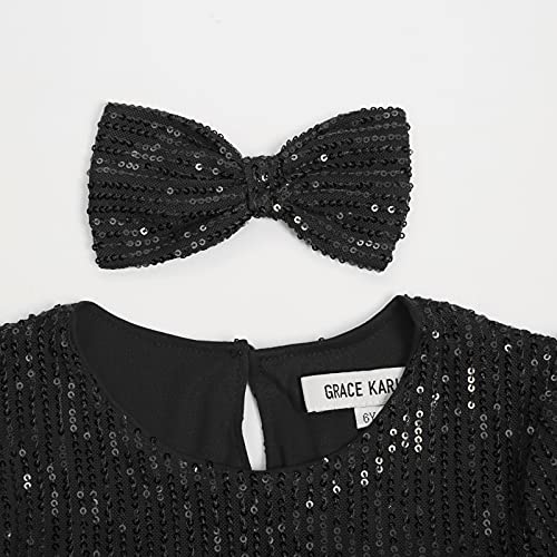 Grace Karin Girls Long Sleeve Dress With Hair Bow Sparkle Party Dress For Big Girls Black 8Y #TOP20