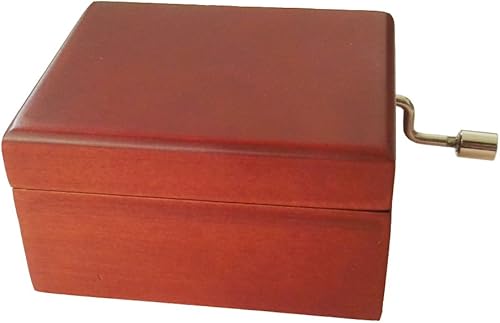 Miniatura 3 de FnLy Caja musical de madera con manivela de mano de 18 notas con movimiento plateado en caja de regalo de música de madera, caja de música de noche