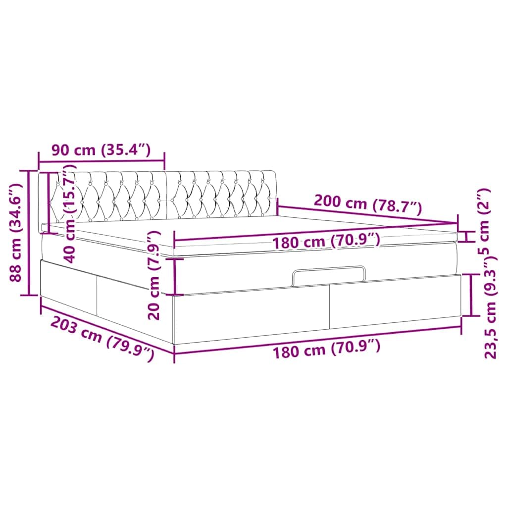vidaXL Pouf Letto con Materasso e LED Blu 180x200cm in Tessuto