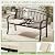 AVAWING Outdoor Metal Garden Bench, 2-Seat Patio Porch Bench with Steel Frame, Park Bench w/Pullout Middle Table? Cushion for Backyard Lawn Deck Entryway, Black