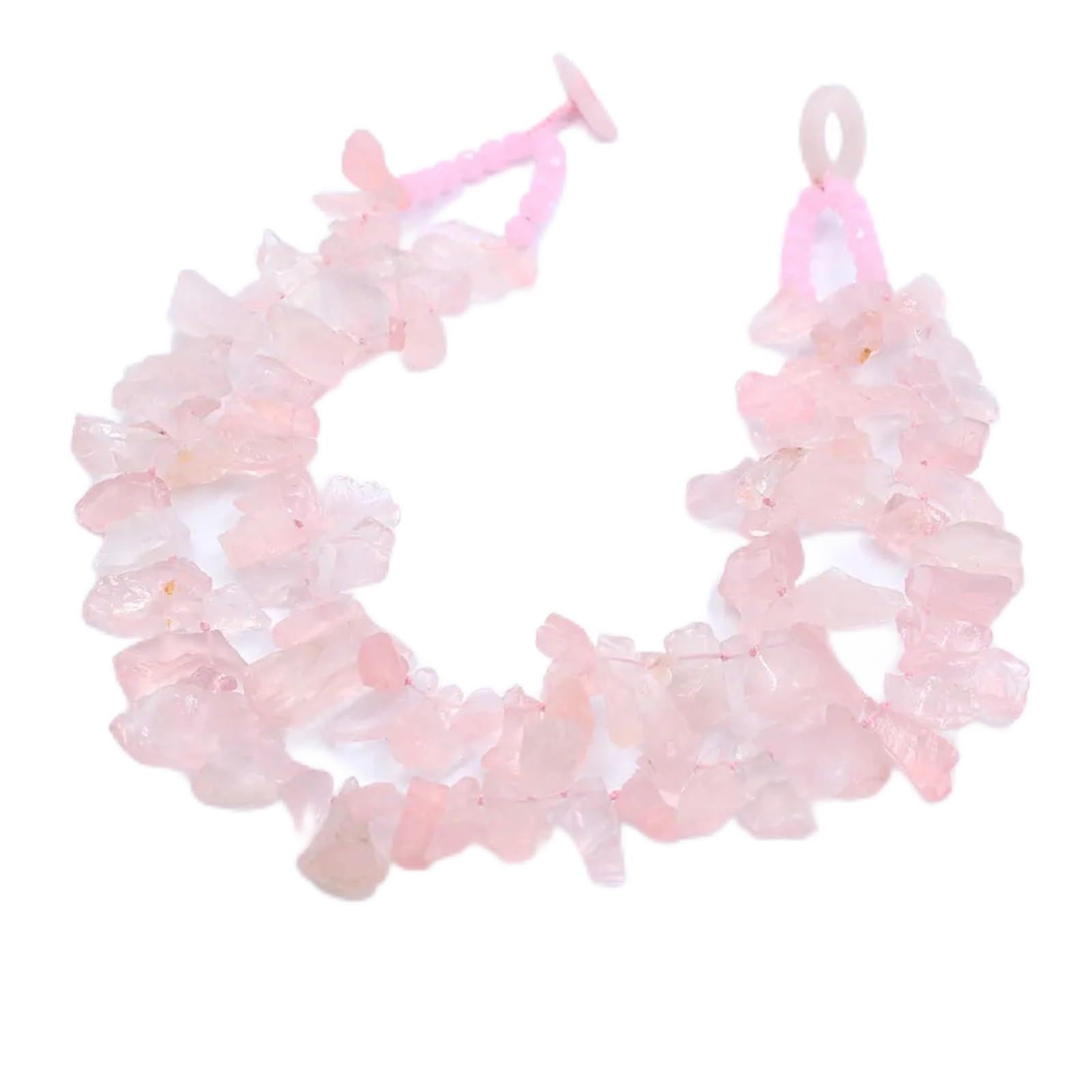 Joyería 2 filas Cuarzo rosa Collar de gargantillas de cristal rosa facetado áspero for mujer
