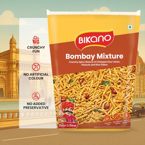 Image of Bikano Bombay Mixture | Spicy & Tangy Indian Namkeen Snack | Crunchy Blend of Sev, Peanuts & Spices | Tea-Time Snack - 800g