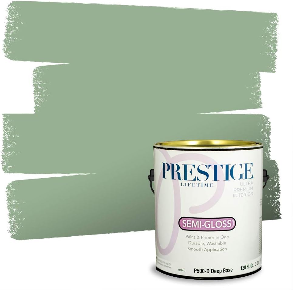 PRESTIGE Paints Interior Paint and Primer In One, 1-Gallon, Semi-Gloss, Comparable Match of Sherwin Williams* Nurture Green*