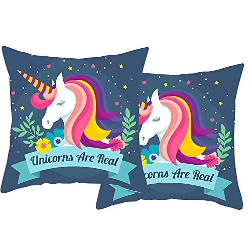 Asgenox Unicornthrow Pillow Case Soft Pillow Covers For Kids, Square, 18X18 Inches, 2 Pack #TOP5