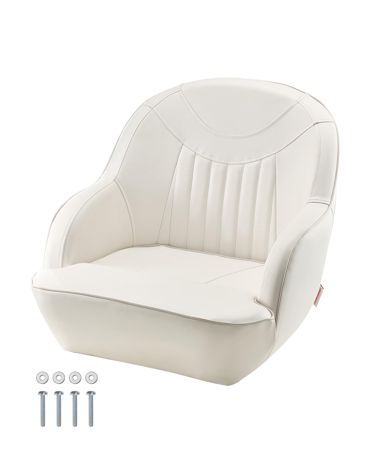 VEVOR Boat Seat, Low Backrest, Boat Seat Captain Bucket Seat with Thickened Sponge Cushion & Waterproof PVC Leather, Ergonomic Design, Suitable for Fishing Boats, Yachts, Ships, White