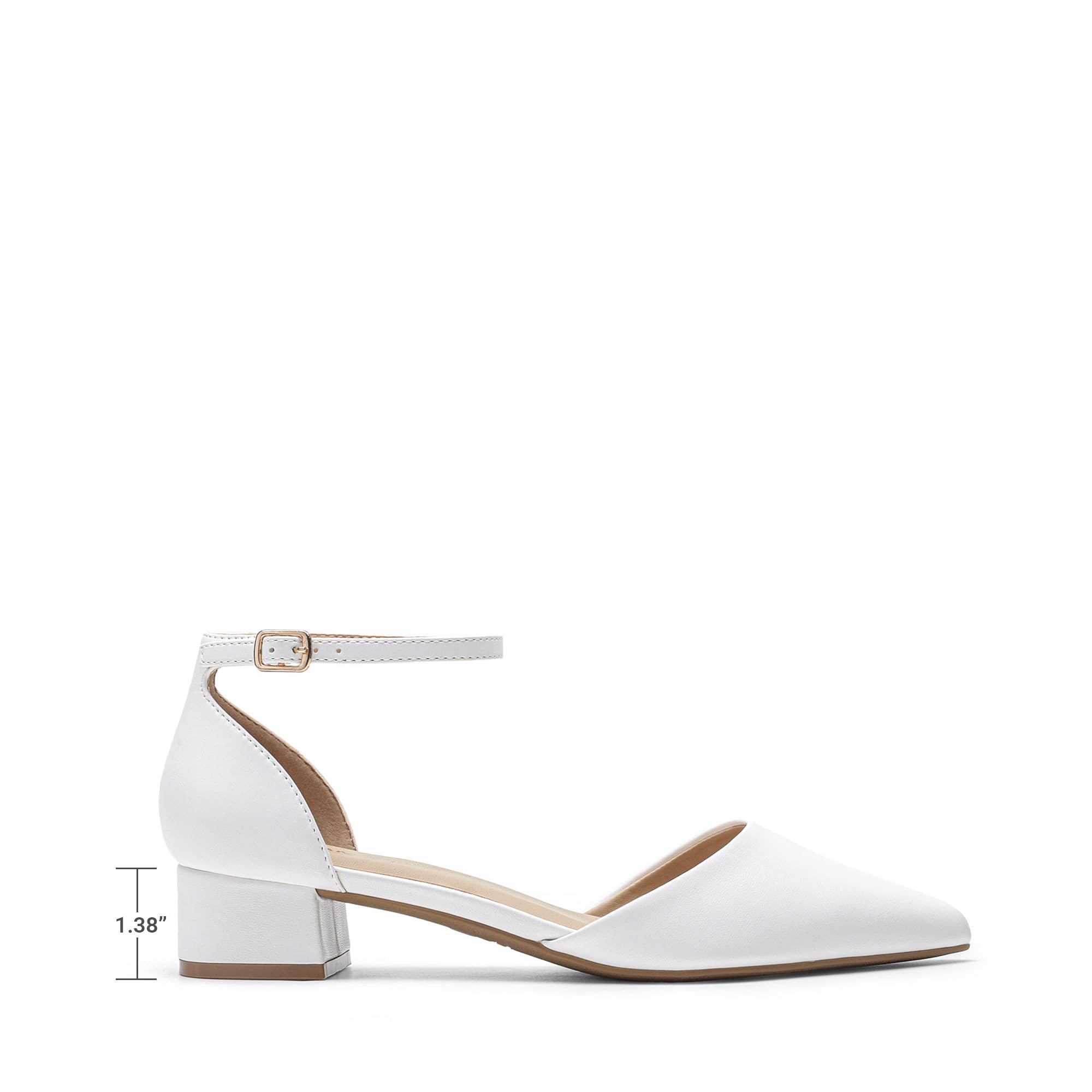 DREAM PAIRS Scarpe con Tacco Basso da Donna - Décolleté Chiusi Punta Affilata, Eleganti Comode Casual Ballerine con Cinturino alla Caviglia