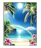 Diamond Painting Anlage Strand Diamond Painting Erwachsene, DIY Kreuzstich Set für Basteln Erwachsene Full Drill Diamant Bilder Kristall Bastel Sets Anfänger Deko Wohnzimmer Geschenk 35x45cm P-q-389