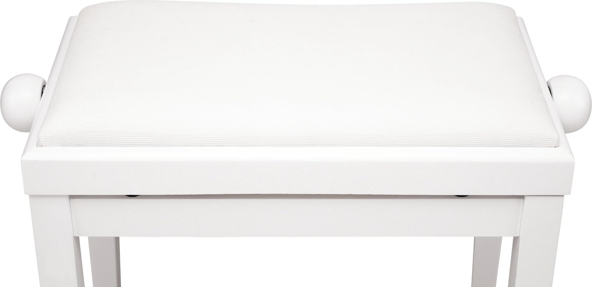 Pianobank Weiß-matt (Höhenverstellbar von 47-56cm, Spindelmechanik, Sitzfläche 55 x 32cm, weißer Velourbezug, stabil)