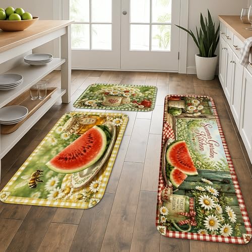 Tapis de cuisine rembourrés et doux style pastèque d'été