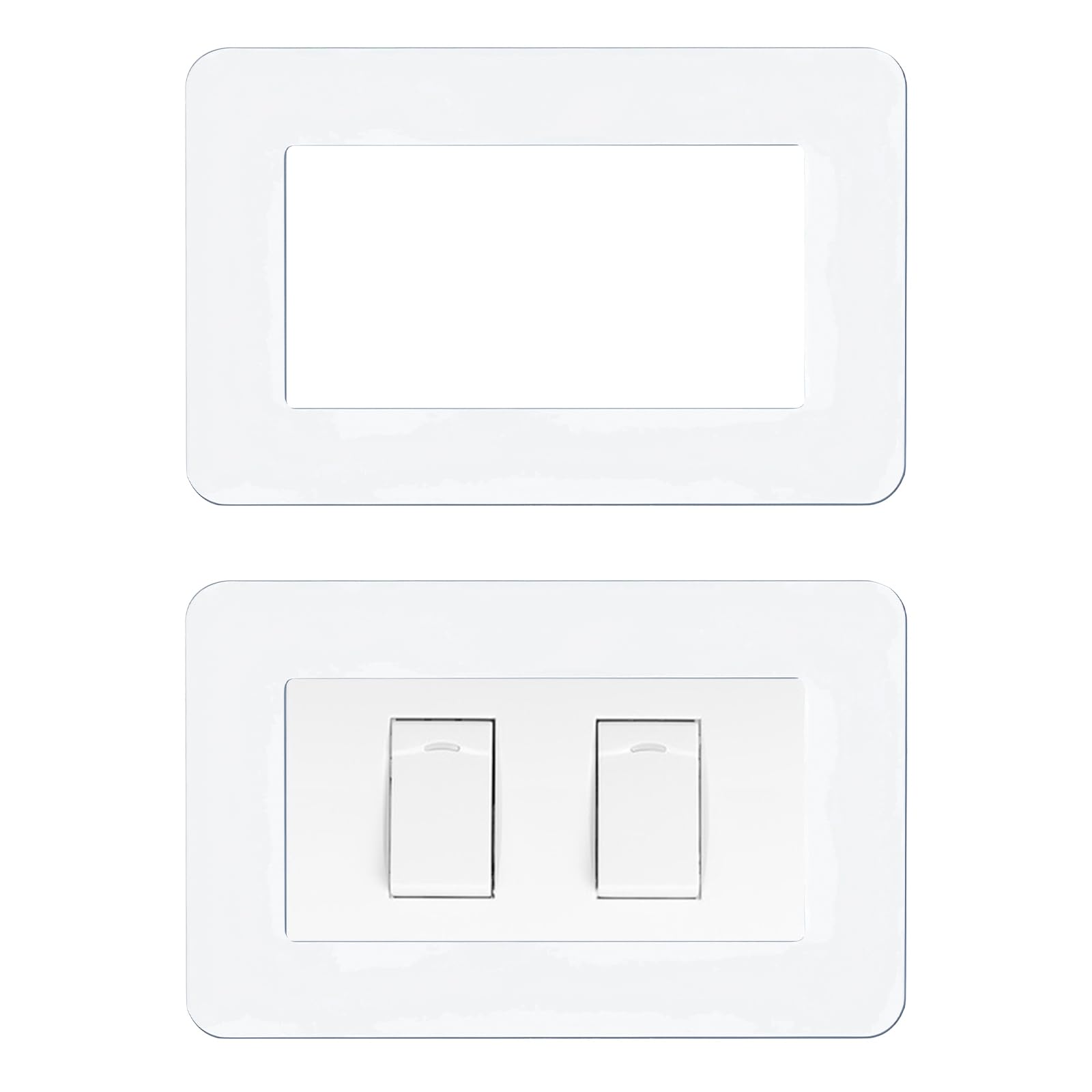 UFURMATE 2Pcs Light Switch Surround Cover, PVC Plastic 2-Gang Socket Wall Decoration Outlet Surround Protector for Home Office (White, 86 * 146mm)