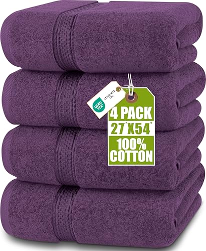 Utopia Towels - 4er-Pack Badetücher Set Premium 100% ringgesponnene Baumwolle 69 x 137 cm Handtücher, sehr saugfähig, weiches Gefühl Duschtücher (Pflaume)