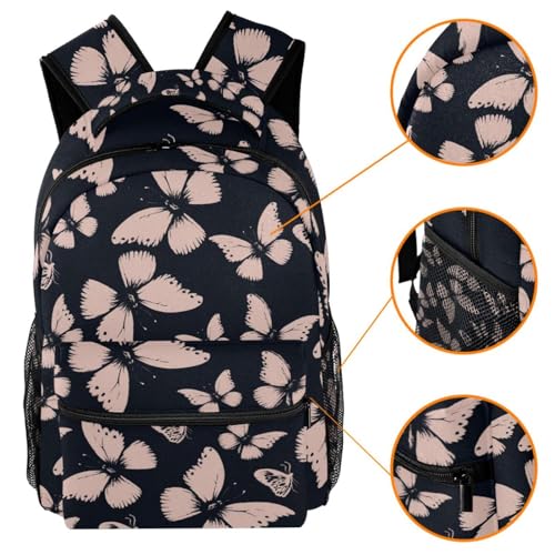 Sac à dos d'école imprimé papillons roses multicolores avec grand volume