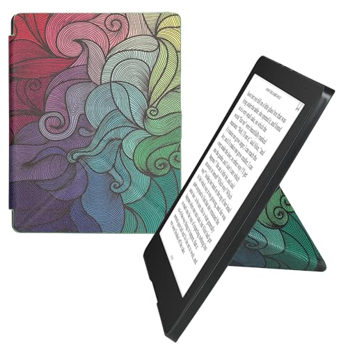 kwmobile Carcasa Compatible con Kobo Aura H2O Edition 2 - Funda magnética de Origami para e-Book - postmodernista Rosa Fucsia/Azul/Verde
