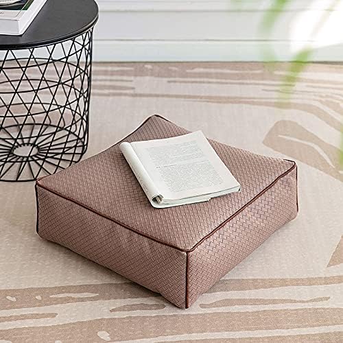 MOCOFO Home Decor 3D Woven Pattern Leather Sofa Stool PVC Modern Minimalist Square Plastic Leather Ottoman Pouf (Light Green,45x45x15cm)