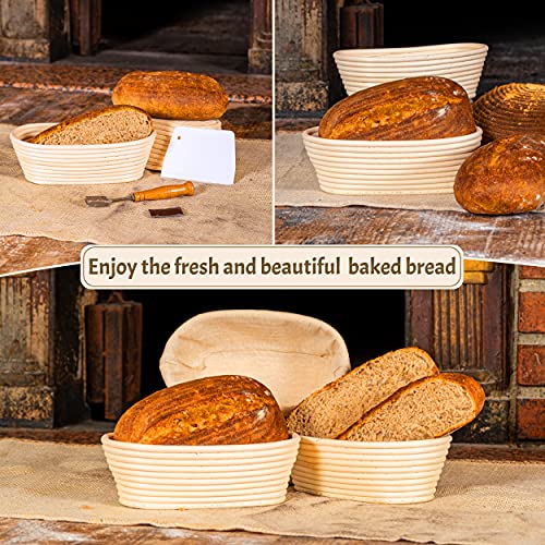 11 Inch Oval Bread Banneton Proofing Basket With Liner Cloth– Set Of 2 + Premium Bread Lame And Slashing Scraper, The Ideal Baking Bowl For Sourdough And Yeast Bread Dough By Criss Elite #TOP5