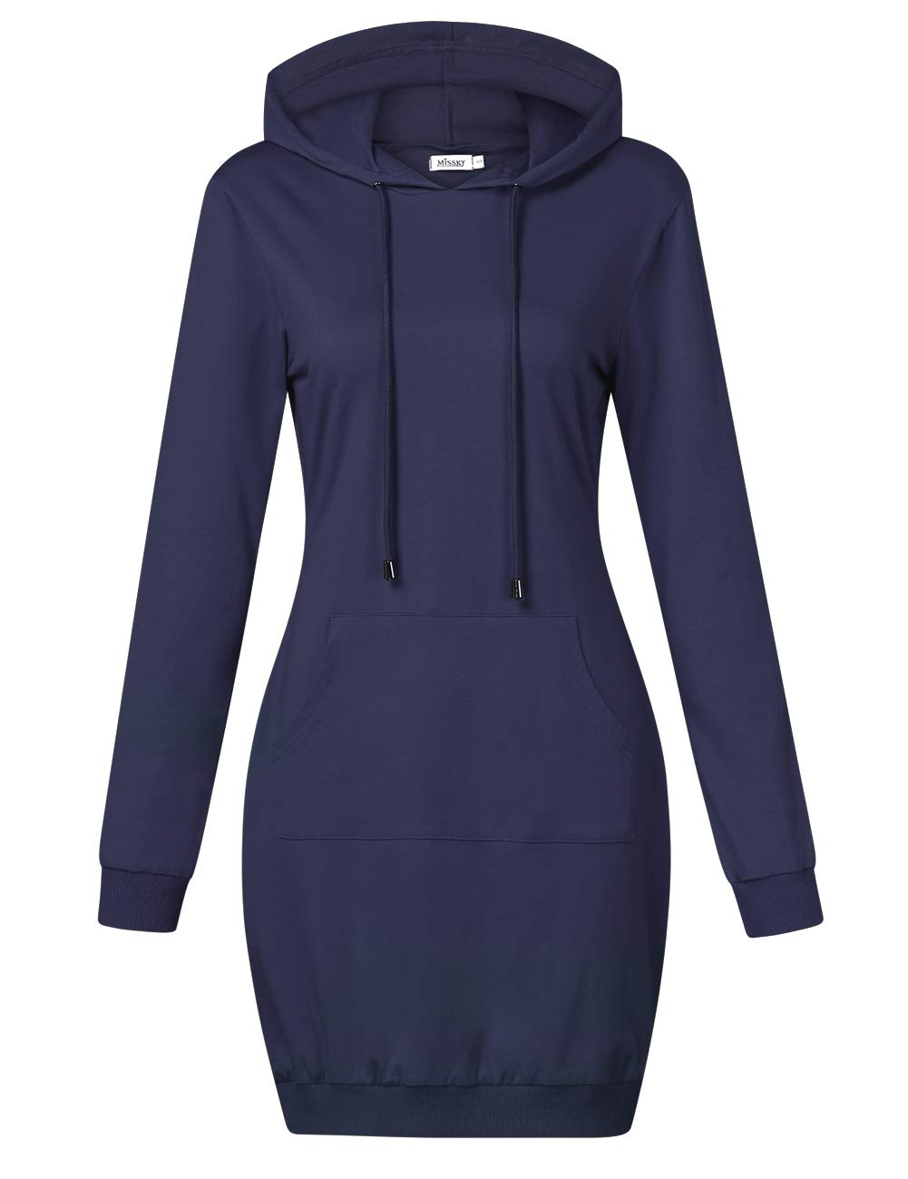 MISSKY Women's Pullover Hooded Kangaroo Pocket Sweatshirt Casual Hoodie Dress