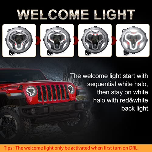 Ovsauto Jl Led Headlights, 9 Inch Headlights With Integrated Drl Turn Signal Light For Jeep Jl 2018-2022 Jeep Gladiator Jt 2019-2021, New Version Adjustable Screw #TOP3