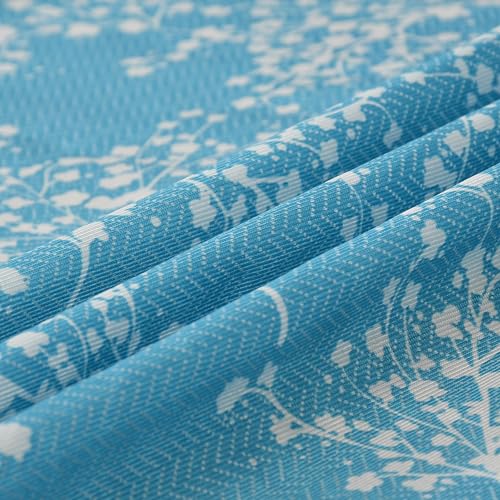 Image of Floral Printed Home Decor Curtains for Living Room, Bedroom Doors and Windows Panel, Parda, Eyelets Hanging, Aqua Blue, 4 x 6 Feet, 1 Piece