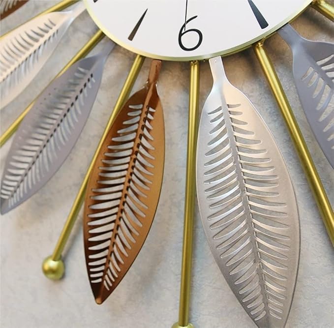 Image of Luxury Metal Wall Clock for Living Room | Designer Decorative Wall Clock with Silent Sweep Movement | Large Modern Wall Clock for Home Decor (Star-01)