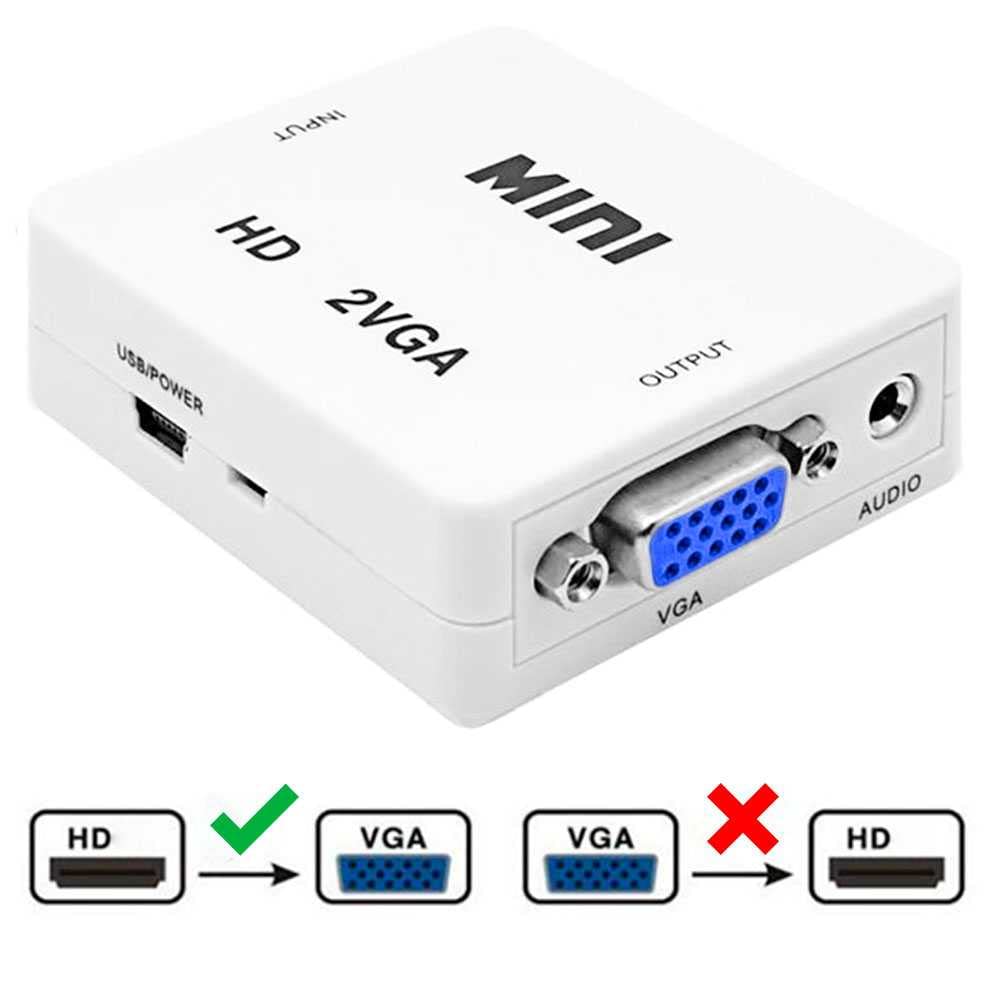 Ociodual Przejściówka HDTV na VGA z konwerterem cyfrowym na analogowy 1080p biały do monitora PC Laptop TV Projektor HDTV 2VGA konwerter przetwornik Full HD rozdzielczość