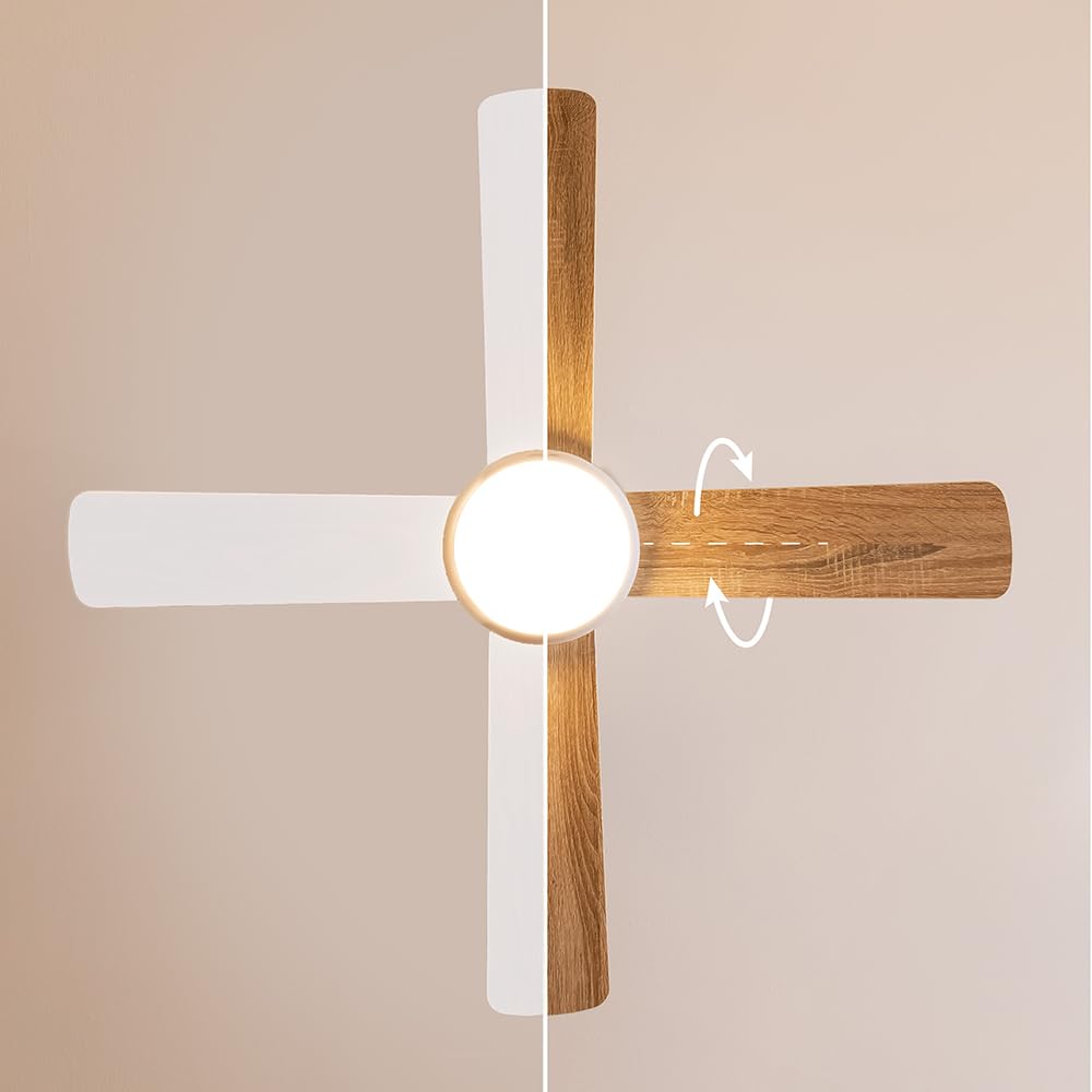 Cecotec Ventilateur de Plafond avec Lumière Energysilence Aero 4250 DC Fresh, 40 W, Moteur DC, Diamètre 42” (106 cm) avec 4 Lames Réversibles, LED, Télécommande, Minuterie, 6 Vitesses