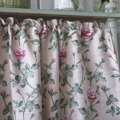 Cortina corta para gabinetes de cocina de estilo vintage con diseño botánico de rosas 5