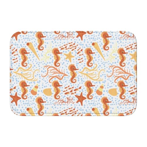 玄関マット タツノオトシゴ バスマット 室内 屋外 足拭きマット カーペット おしゃれ 北欧 滑り止め付き 洗える ベットルーム 浴室 台所 寝室 業務用 家庭用 40×60cm