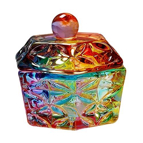 THE STYLE SUTRA® Colorful Nail Dappen Dish with Lid Glassware Tools for Acrylic Liquid Powder Striped Hexagon| Nail Care, Manicure & Pedicure | Nail Art Accessories