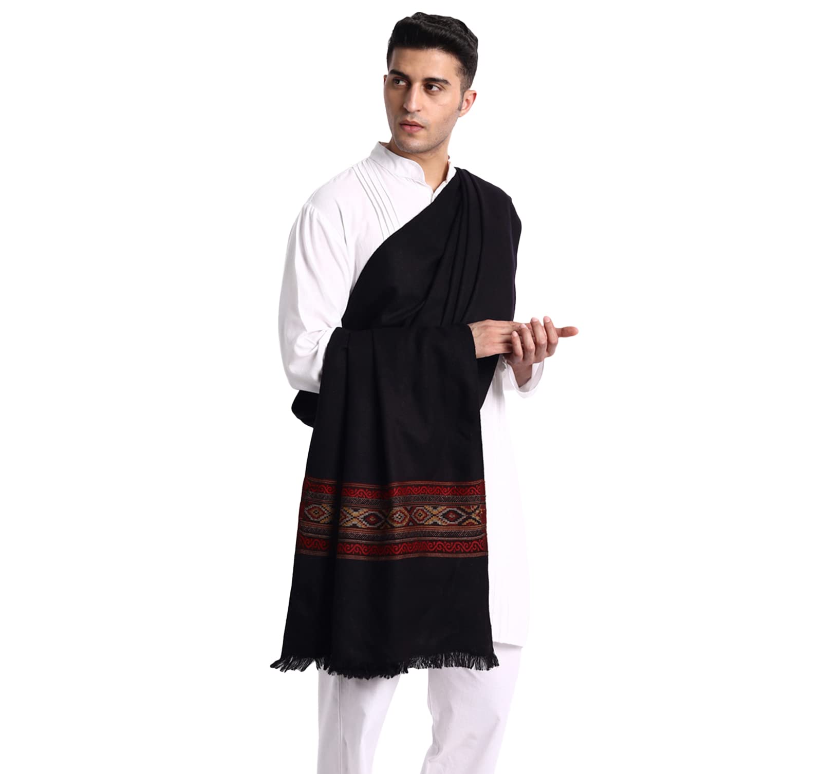 Lohi Shawl for Men, Warm Woven Himachal Mens Woolen Shawls Wrap for Winter
