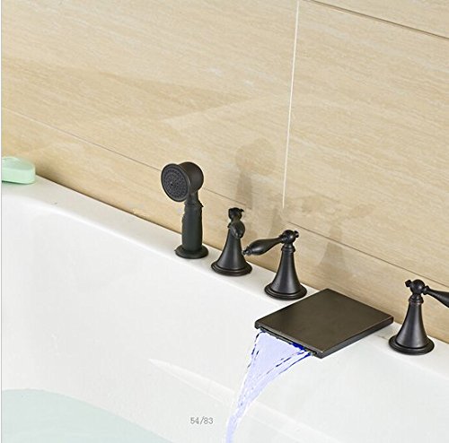 Robinet mitigeur cascade LED Gowe bronze pour transformer la salle de bain en spa privé