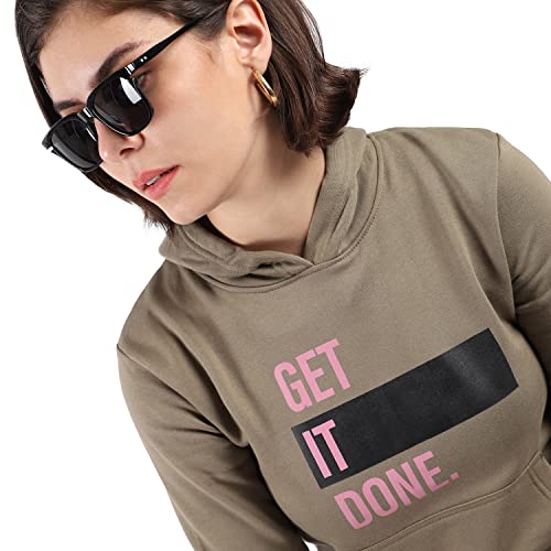 Image of PINACOLADA Women's Cotton Solid Printed Sweatshirt with Hoodie, Regular Fit for Casual Wear Full Sleeve Sweatshirt Crafted with Comfort Fit and High-Performance for Everyday Wear