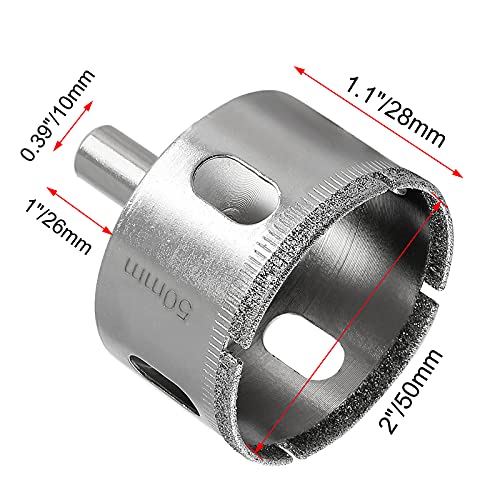 Image of Luomorgo 50mm /2 inch Diamond Hole Saw Diamond Drill Bits | 1.1 inch Cutting Depth, For Glass Ceramic Marble, For Porcelain Tile Granite, For Quartz Gemstone