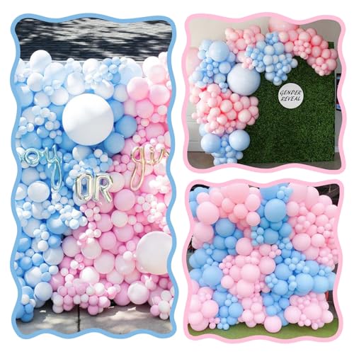 Image of Pink Blue Link Balloons,60Pcs 6Inch Baby Blue and Pink Latex Linking Balloons for Birthday Baby Shower Wedding Anniversary Party Decorations