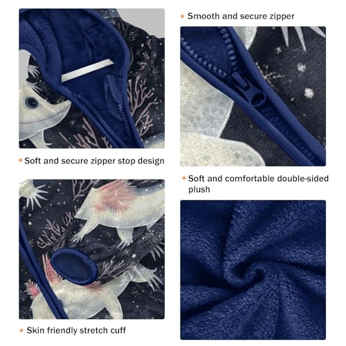 Cute Axolotl in Darkness Toddler Fleece Jacket Girl Boys Hooded Fleece Jacket Coat Warm Outwear Zip-up 3-10T3